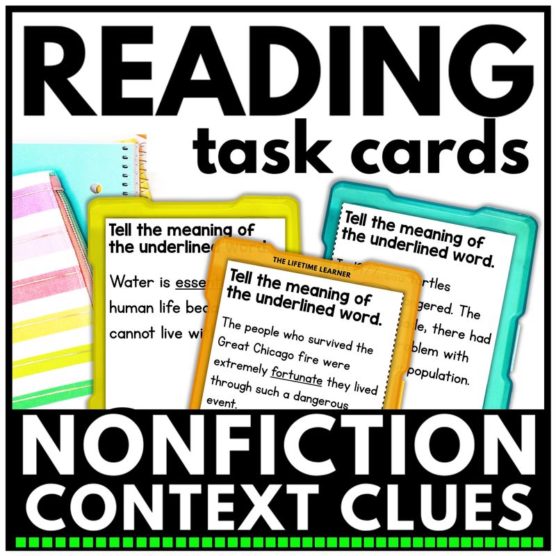 Nonfiction Context Clues Task Cards 3rd 4th 5th Grade Reading