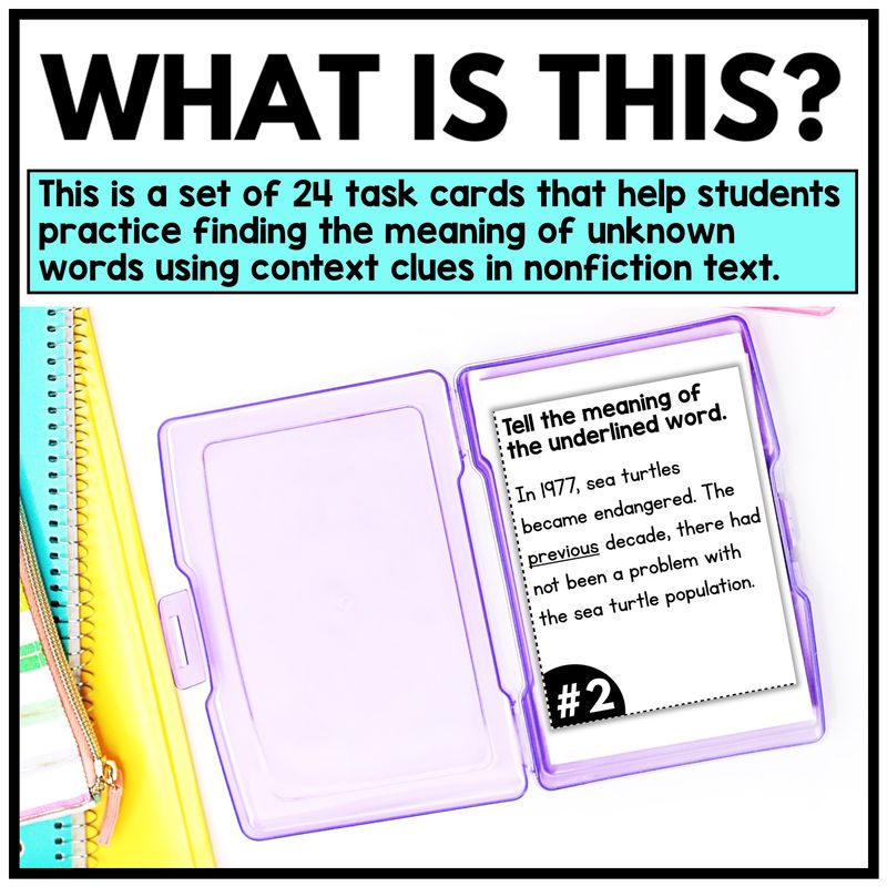 Nonfiction Context Clues Task Cards – 3rd, 4th, 5th Grade - Image 2