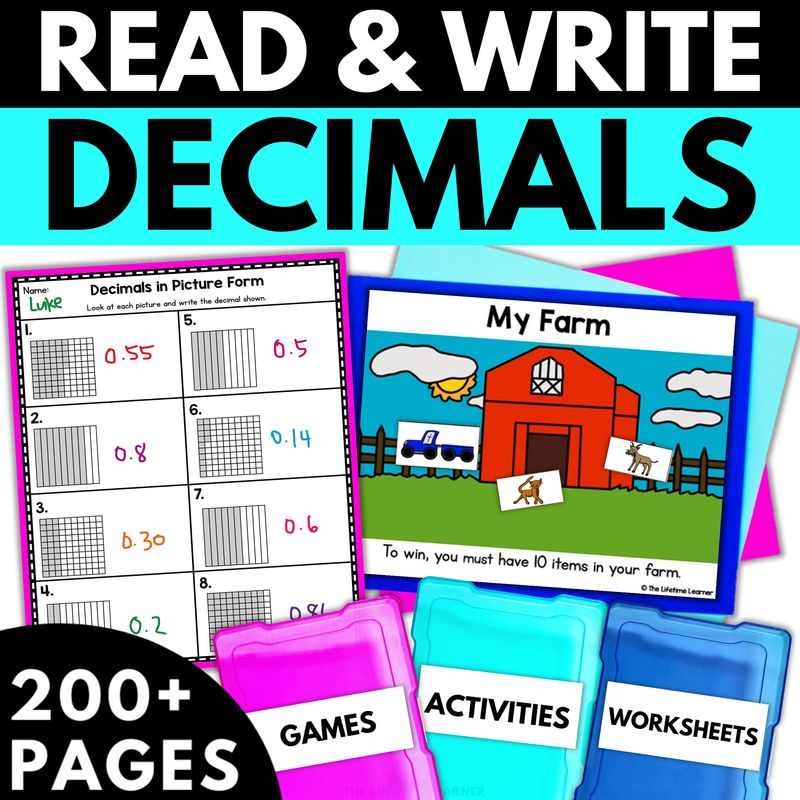 4th Grade Read and Write Decimals Worksheets and Activities