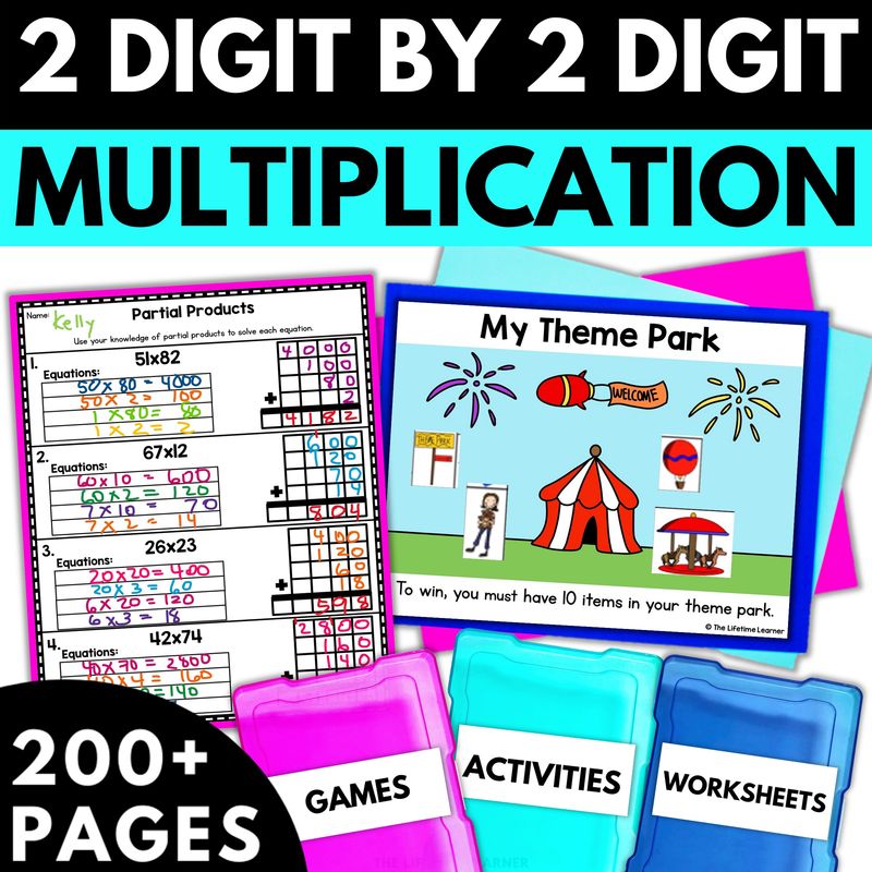 4th Grade 2 Digit by 2 Digit Multiplication Worksheets and Activities