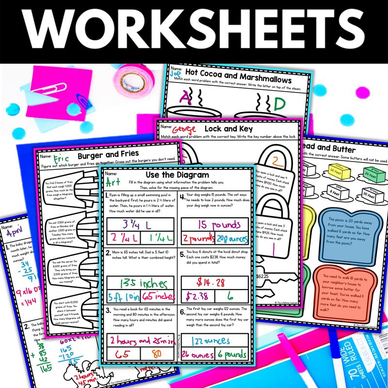 4th Grade Measurement Word Problems Worksheets and Activities - Image 2