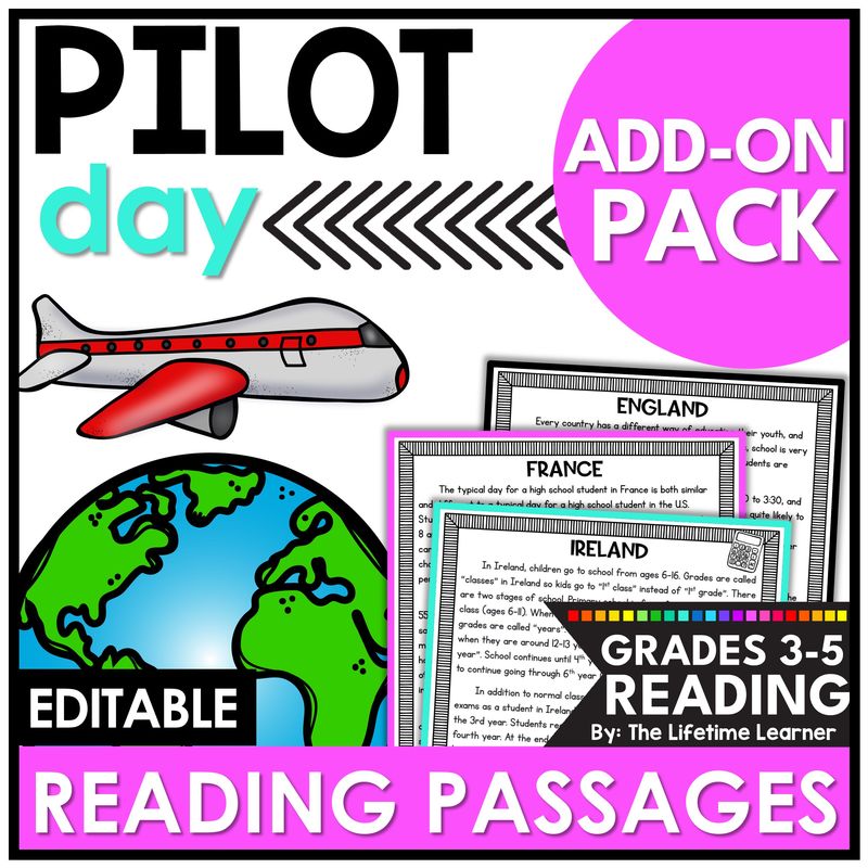 Pilot Reading Comprehension Passages Add On Pack