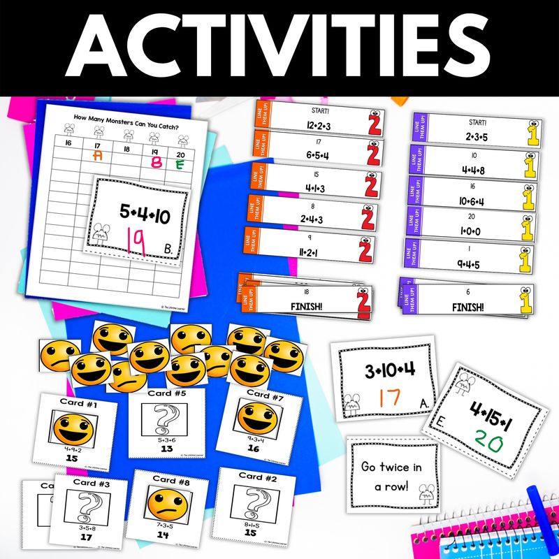 1st Grade Add 3 Numbers Worksheets - Image 4