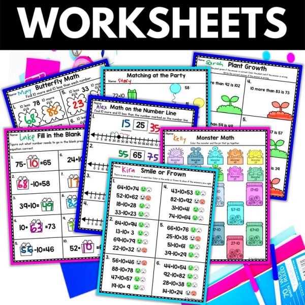 1st Grade 10 More 10 Less Worksheets - Image 2
