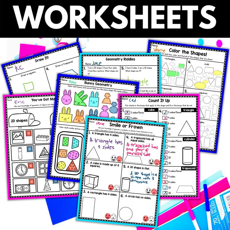 1st Grade Geometry Worksheets - Image 2