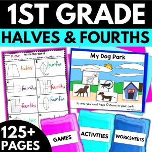 1st Grade Halves and Fourths Worksheets