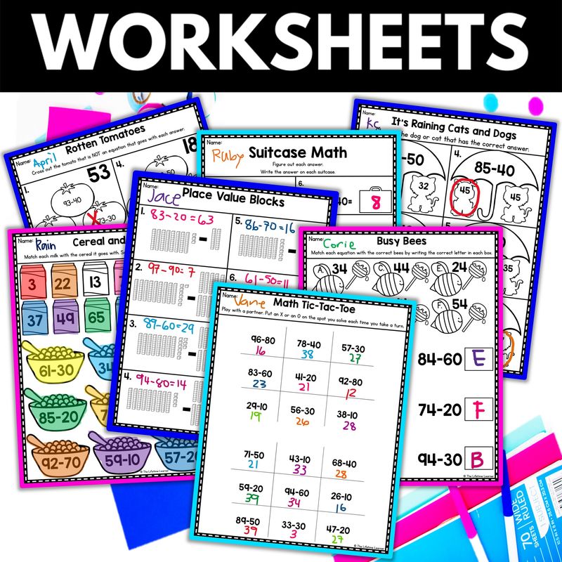 1st Grade Subtract Multiples of 10 Worksheets - Image 2