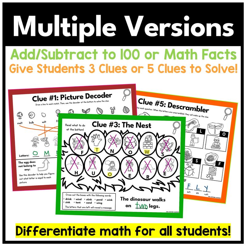 Dinosaur Math Mystery – 2nd Grade Add & Subtract to 100 - Image 3