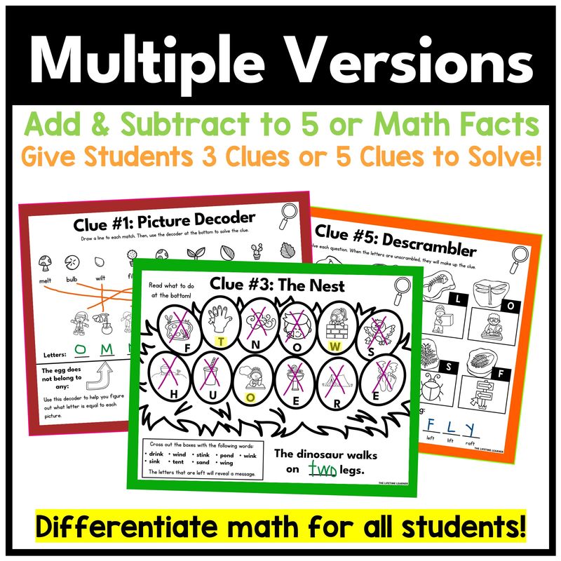 Dinosaur Math Mystery – Kindergarten Add & Subtract - Image 3