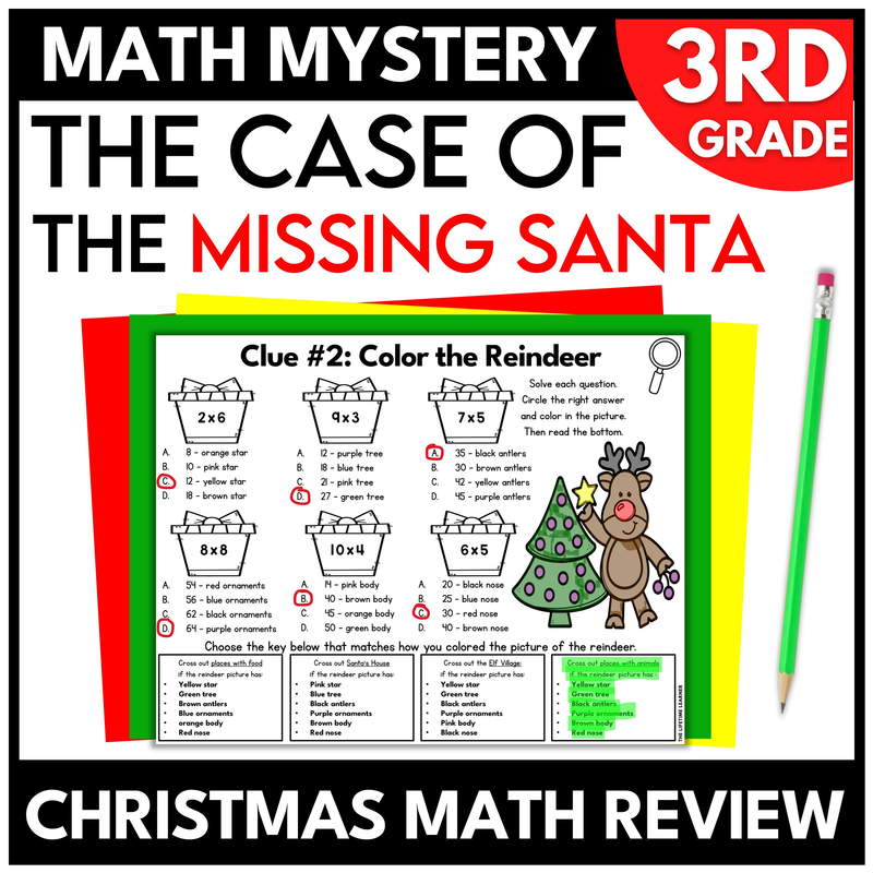 Christmas Math Mystery – 3rd Grade Math Review
