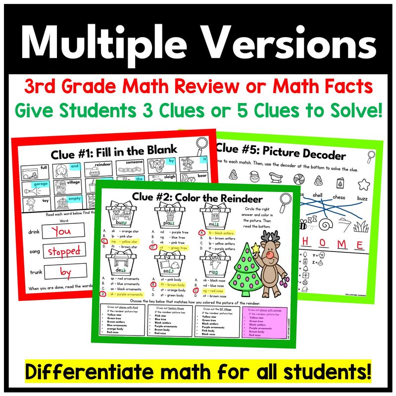 Christmas Math Mystery – 3rd Grade Math Review - Image 3