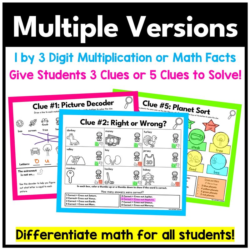 Space Math Mystery – 4th Grade 3 Digit by 1Digit Multiplication - Image 3