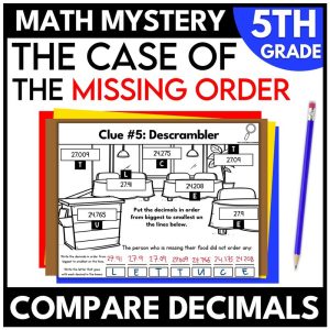 Restaurant Math Mystery – 5th Grade Comparing Decimals