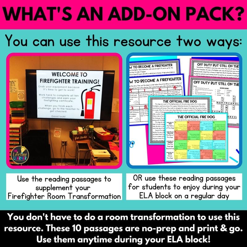 Firefighter Reading Comprehension Passages Add On Pack - The Lifetime ...