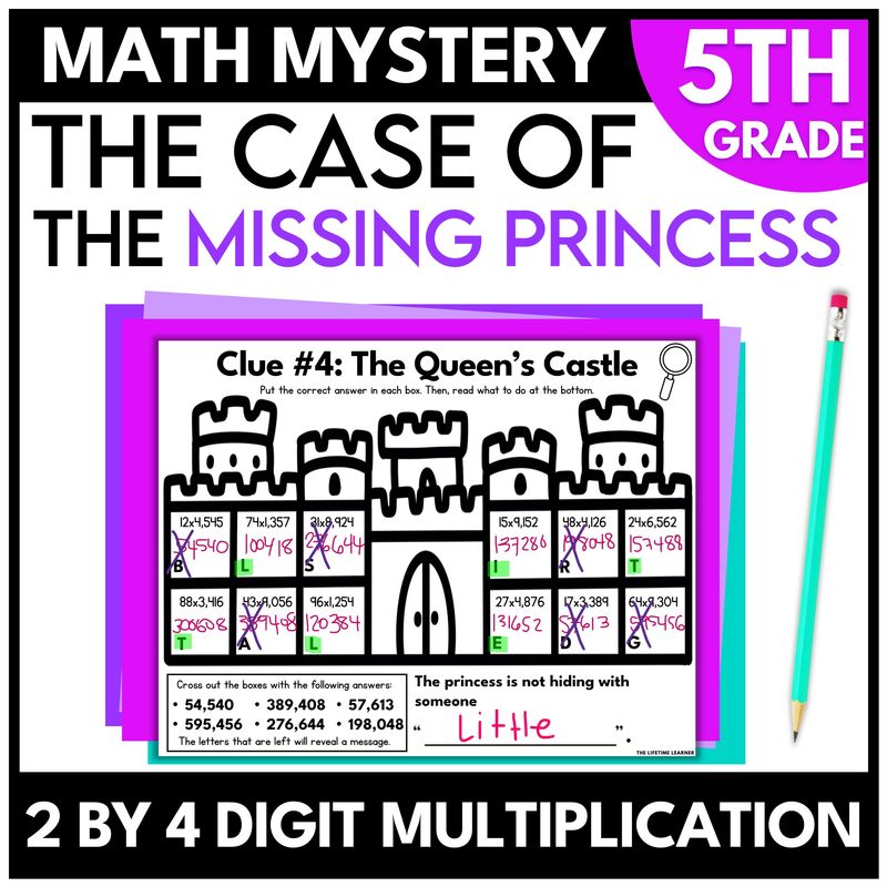 Fairy Tale Math Mystery – 5th Grade 2 by 4 Digit Multiplication