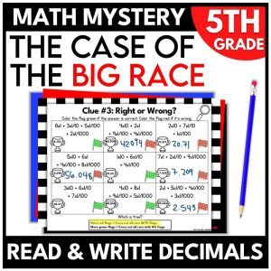 Race Car Math Mystery – 5th Grade Read & Write Decimals