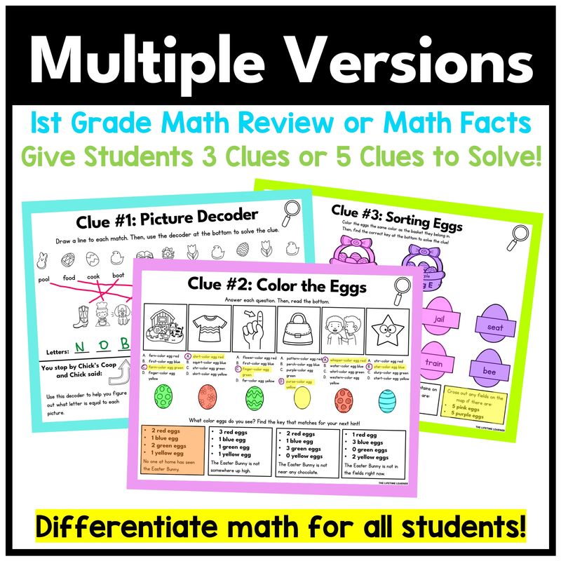 Easter Math Mystery – 1st Grade Math Review - Image 3
