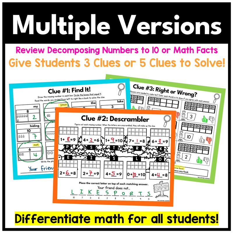 Camping Math Mystery – Kindergarten Decompose Numbers - Image 3
