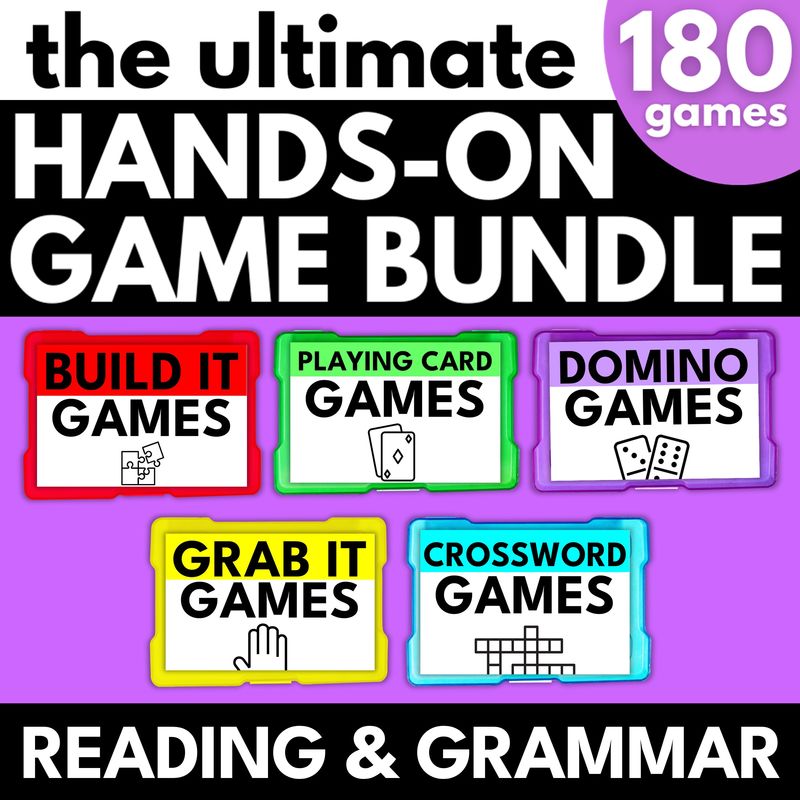 3rd. 4th, 5th Grade Reading and Grammar Hands On Game Bundle