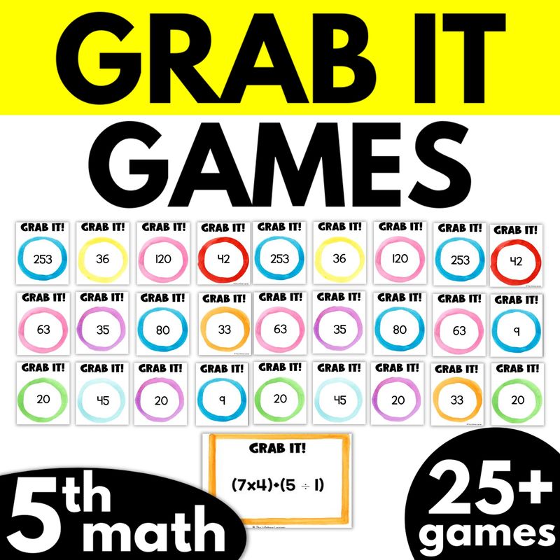 5th Grade Grab It Math Card Games