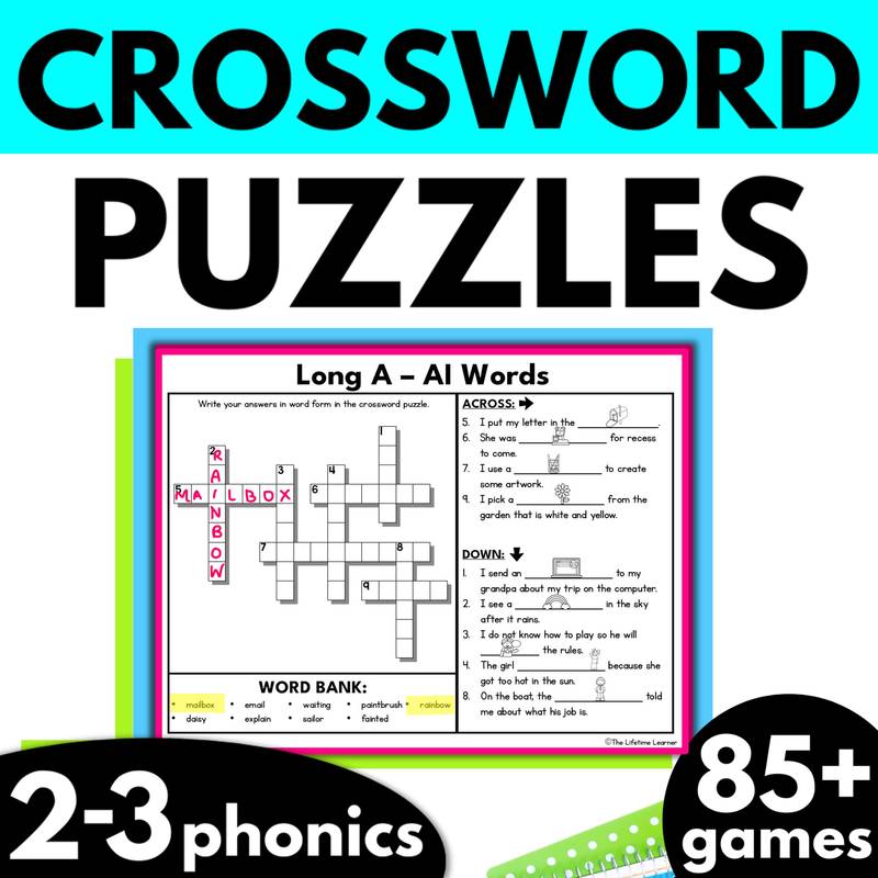 2nd and 3rd Grade Phonics Crossword Puzzles