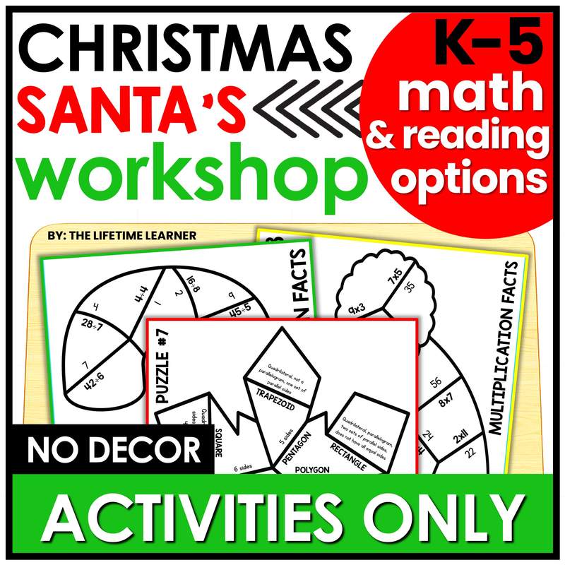 Christmas Classroom Transformation – Just the Worksheets (Math & Reading)