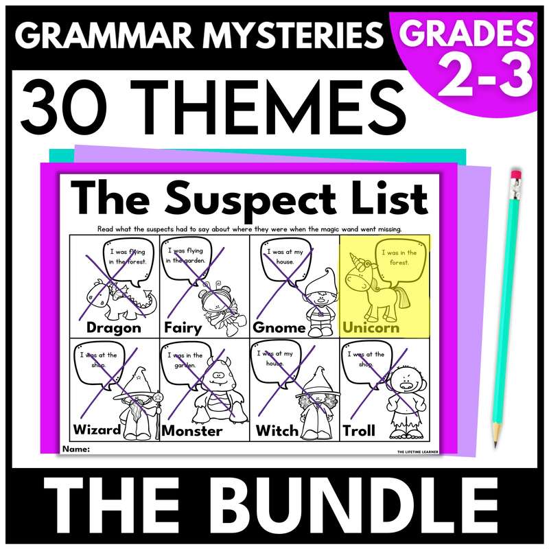 2nd and 3rd Grade Grammar Mystery Bundle