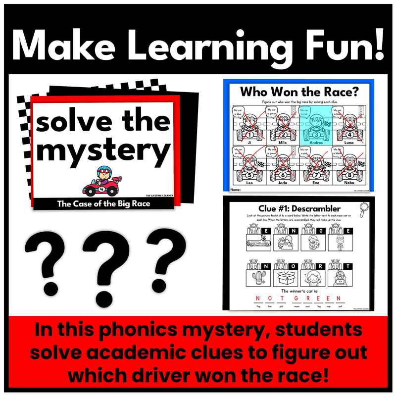 Race Car Kindergarten Phonics Mystery – CVC Short O Words - Image 2