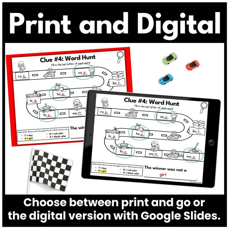 Race Car Kindergarten Phonics Mystery – CVC Short O Words - Image 4