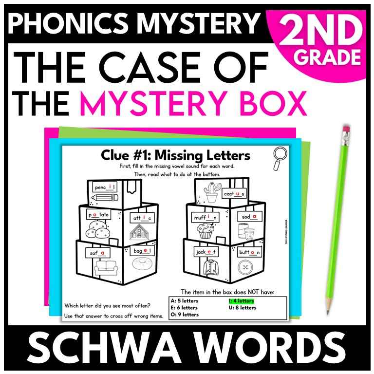 Box 2nd Grade Phonics Mystery – Schwa Words