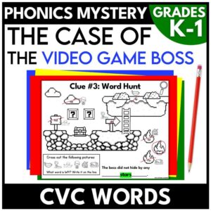 Video Game CVC Words Mystery Game