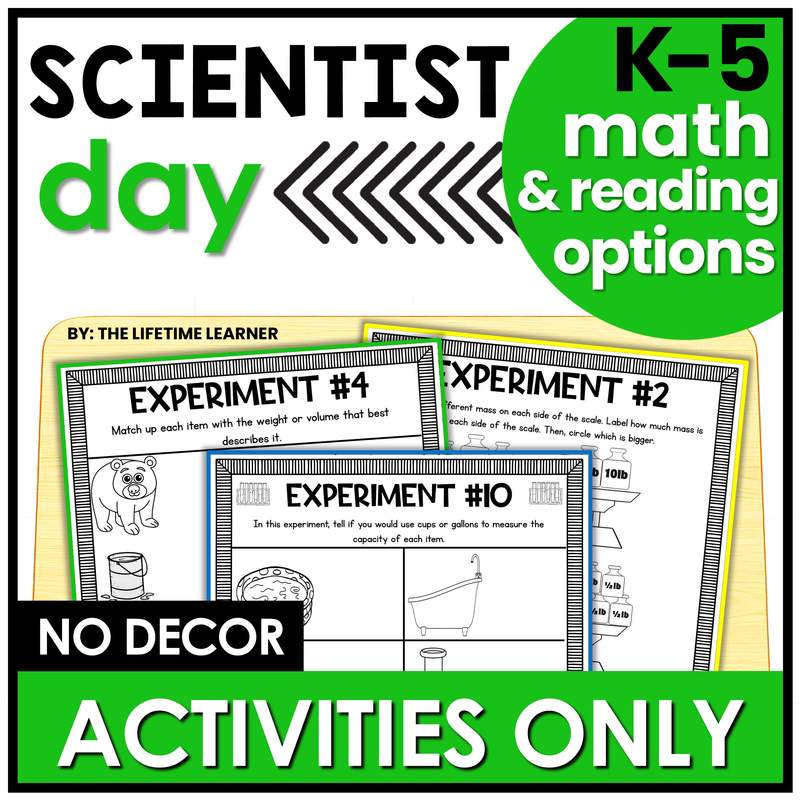 Scientist Classroom Transformation – Just the Worksheets (Math & Reading)