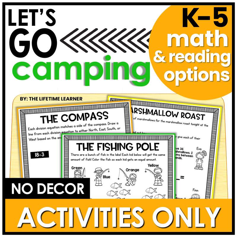Camping Classroom Transformation – Just the Worksheets (Math & Reading)