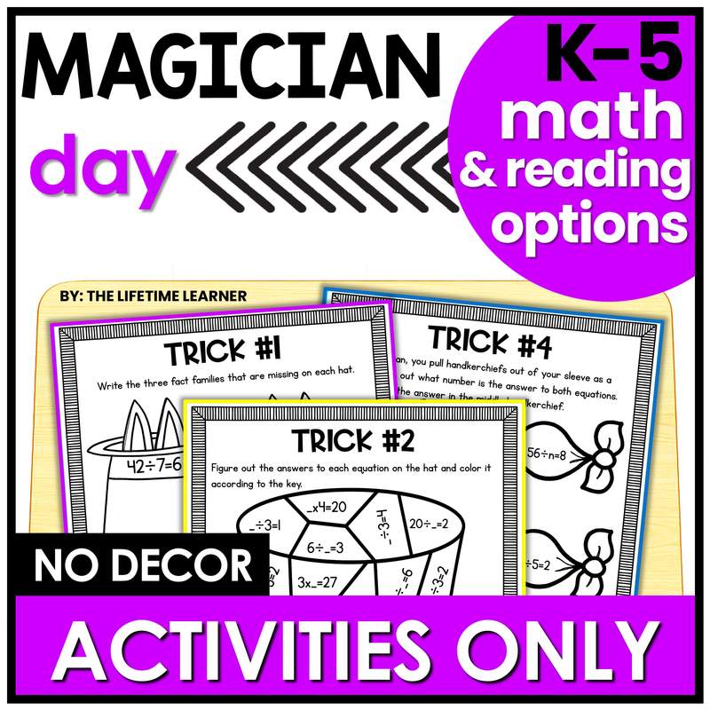 Magician Classroom Transformation – Just the Worksheets (Math & Reading)