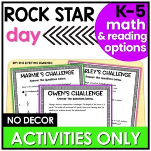 Rock Star Classroom Transformation – Just the Worksheets (Math & Reading)