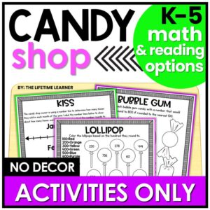Candy Shop Classroom Transformation – Just the Worksheets (Math & Reading)