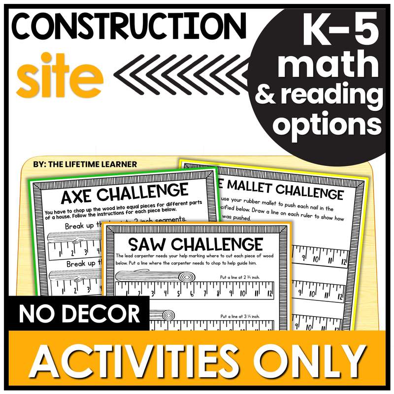Construction Classroom Transformation – Just the Worksheets (Math & Reading)