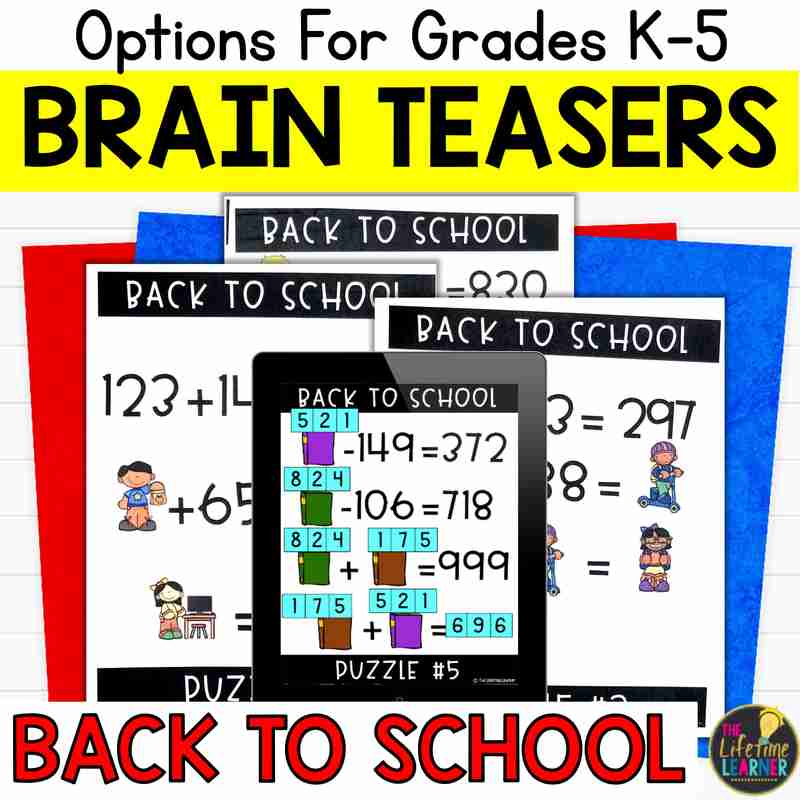 Back to School Math Brain Teasers