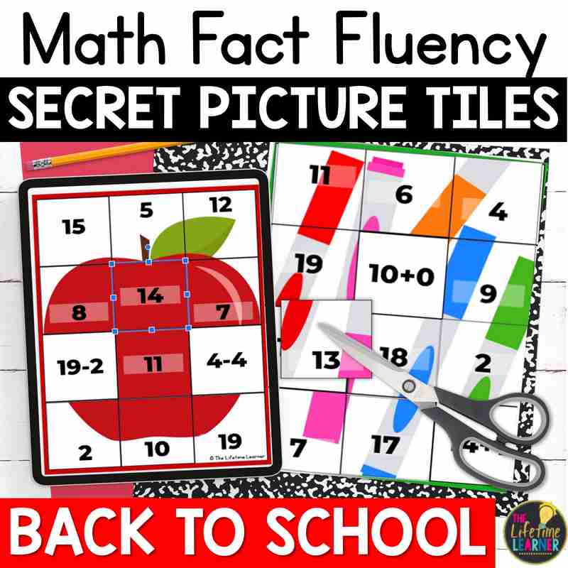 Back to School Math Mystery Pictures Fact Fluency Practice