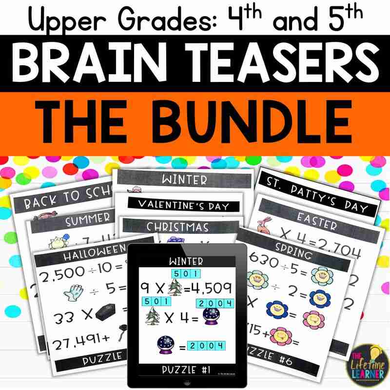 Multidigit Multiplication and Long Division Brain Teasers Bundle