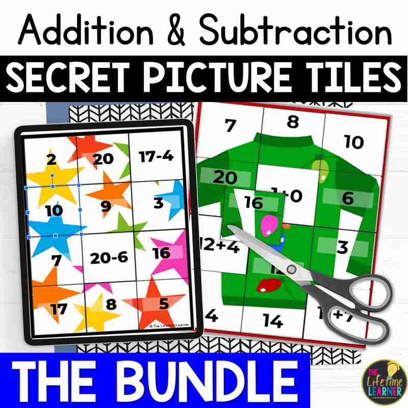 Addition and Subtraction Math Mystery Pictures Bundle