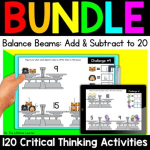 Addition and Subtraction Balance Beams Math Logic Puzzles Bundle