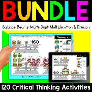 Multi-Digit Multiplication and Long Division Balance Beams Math Bundle