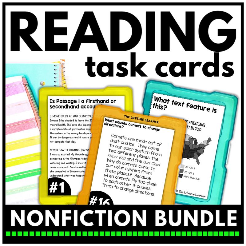 Nonfiction Reading Task Cards Bundle – 3rd, 4th, 5th Grade