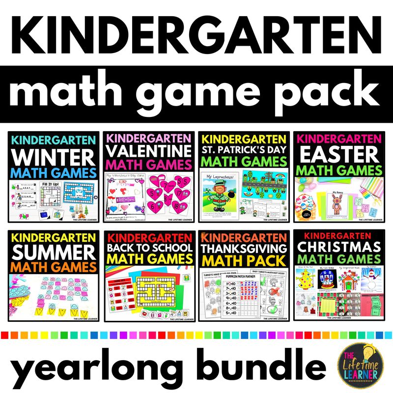 Kindergarten Math Games Yearlong Bundle