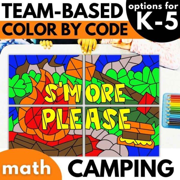 Camping Math Coloring Activities | Collaborative Posters