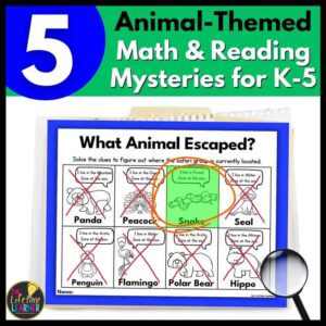 5 animal math and reading mysteries for k-5