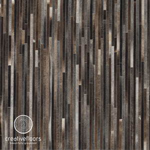 Elegant wood-look tile flooring in dark gray and brown tones for modern interior design.