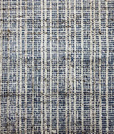 Vibrant blue and beige patterned area rug with modern geometric design for living room or bedroom.