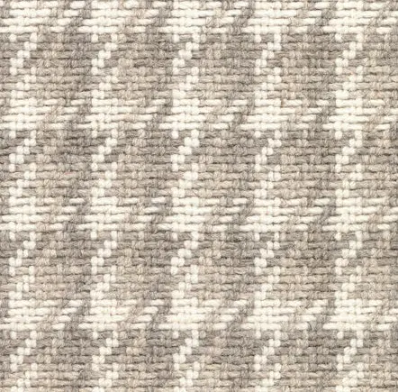 Textured beige and white plaid carpet with plush pile, ideal for home or office flooring.